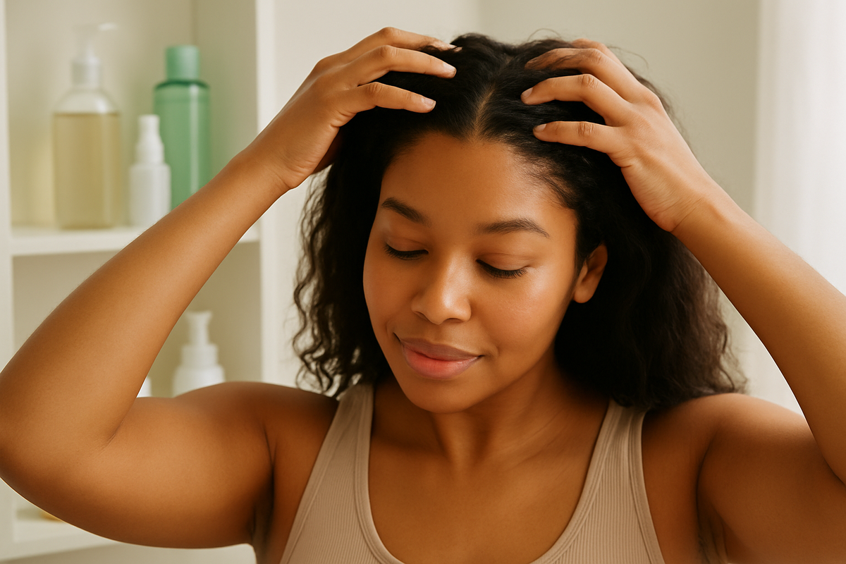 Scalp care routine — applying scalp serum to roots — Origin Beauty
