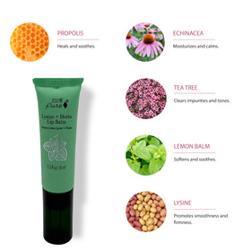 100% PURE lip balm applied on lips demonstrating instant soothing comfort