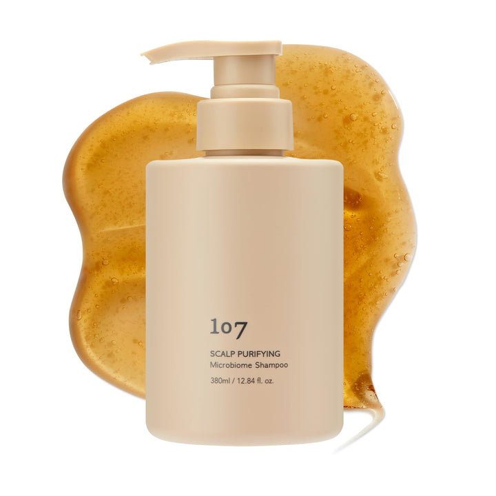 107 clarifying shampoo front bottle showing clean label and size benefit