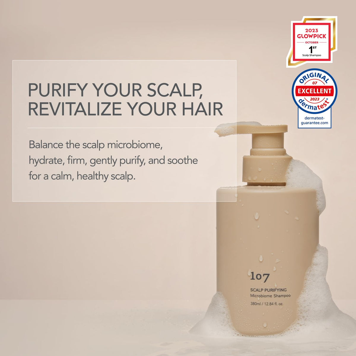 107 clarifying shampoo pump dispensing silky formula for gentle cleansing