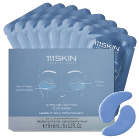 111SKIN front packaging view showing calming blue patches and product name for quick recognition