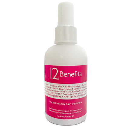 12 Benefits front bottle showing label and compact 6 fl oz size benefit