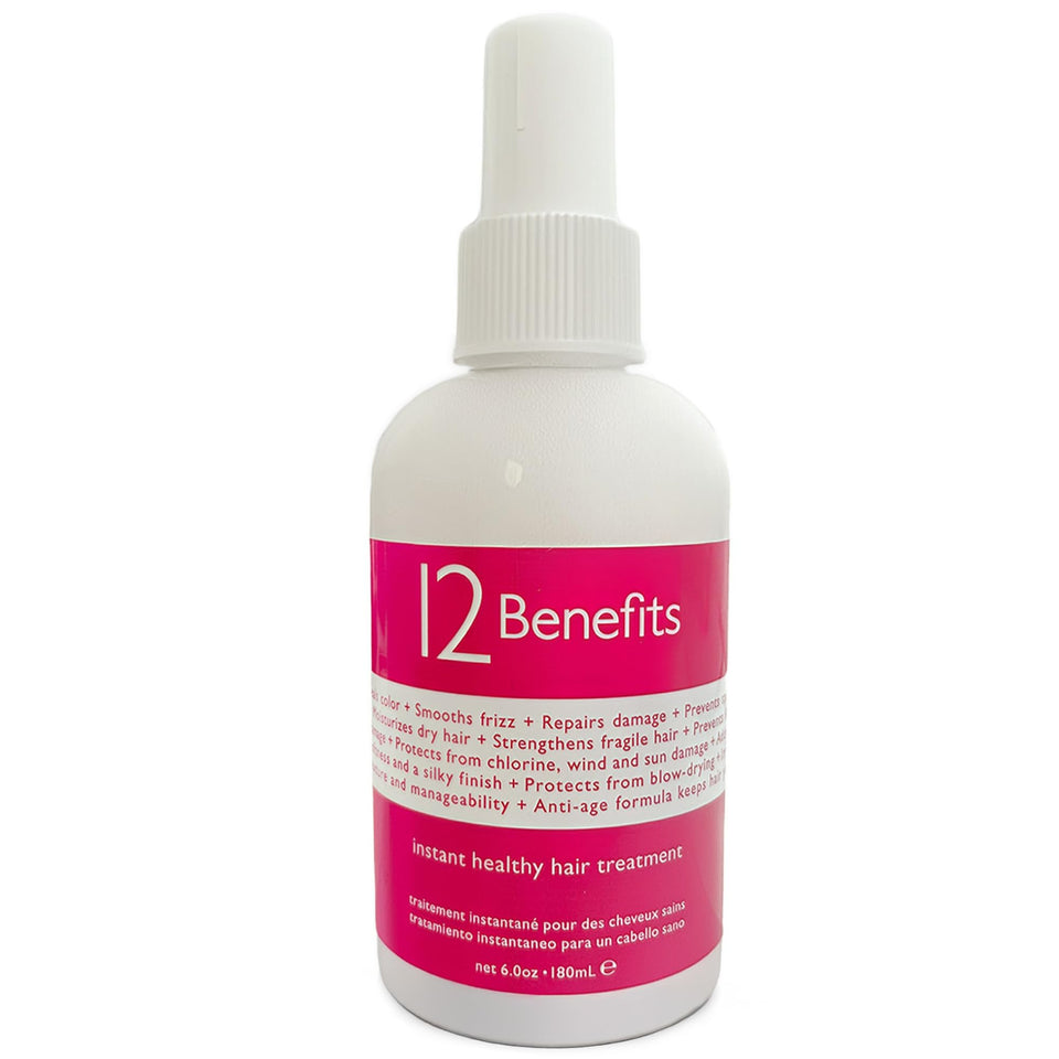 12 Benefits front bottle showing label and compact 6 fl oz size benefit