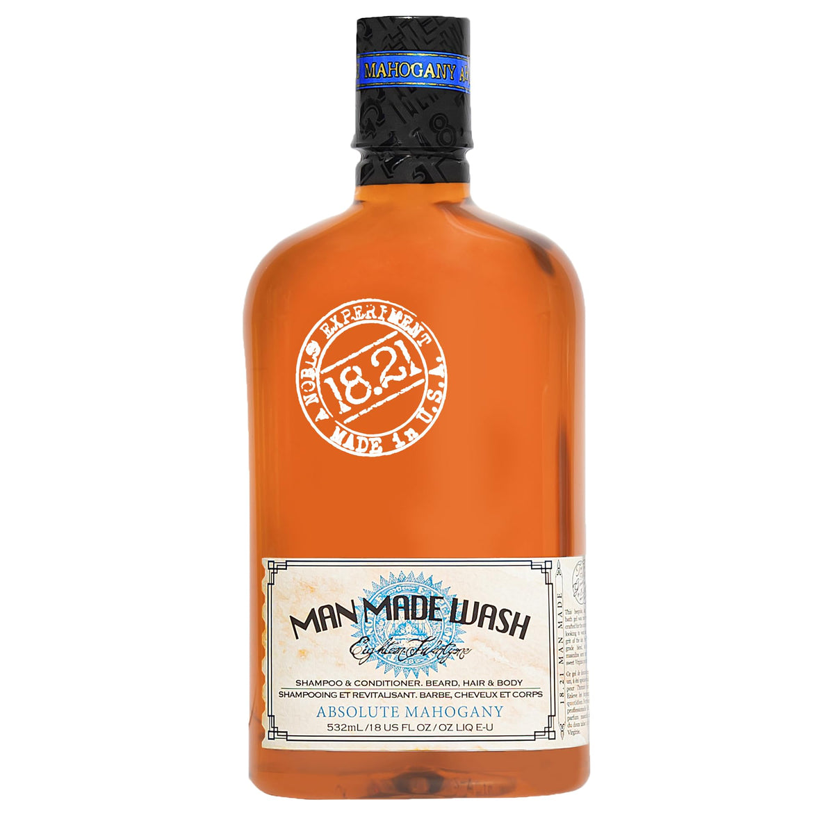 18.21 Man Made front bottle showing label and scent benefits