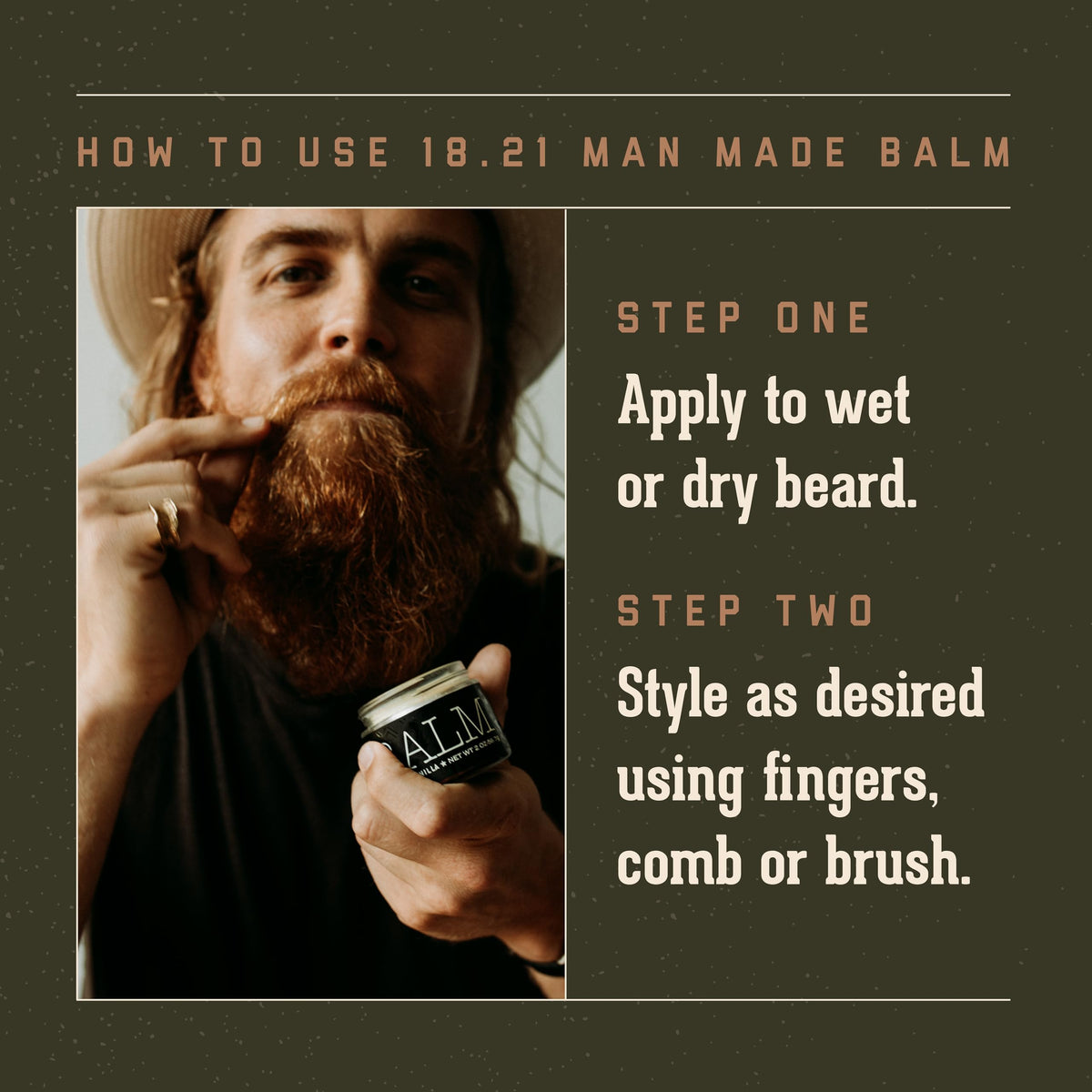 18.21 Man Made balm on fingers demonstrating easy application and even distribution