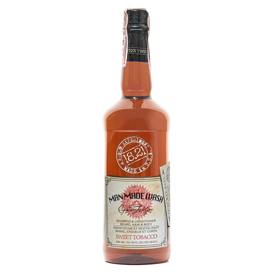 18.21 Man Made front bottle showing Sweet Tobacco scent and convenient packaging benefit