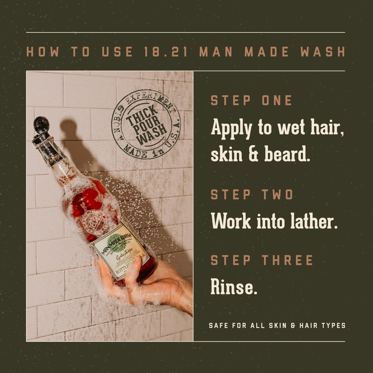 18.21 Man Made product in hand while rinsing hair, convenient travel benefit