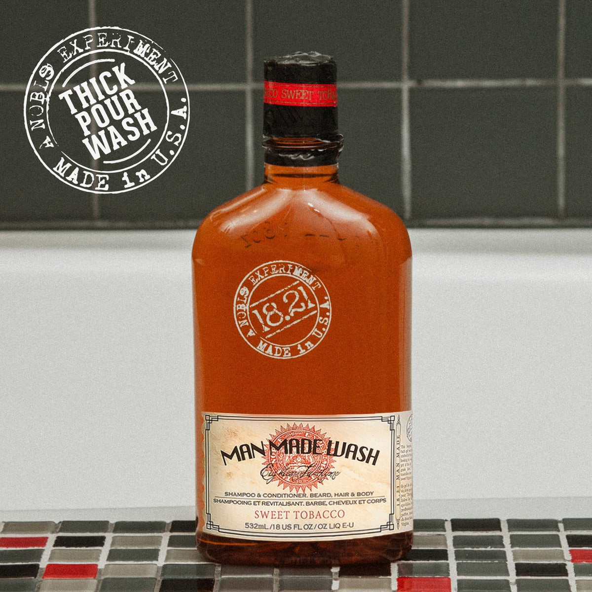 18.21 Man Made size comparison showing 18 oz bottle vs larger refill options