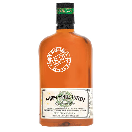 18.21 Man Made front bottle view showing label and masculine packaging, shelf appeal