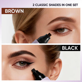 2CHILL black and brown swatches on skin showing pigment payoff