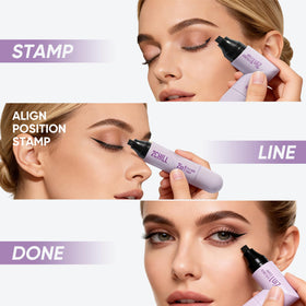 2CHILL model wearing stamped cat-eye showing long-lasting finish