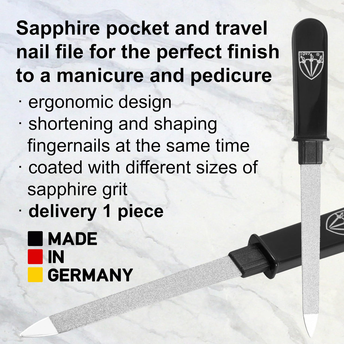3 Swords Germany metal nail file inside hard protective case for hygienic storage