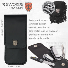 3 Swords synthetic leather case open with tools inside for protected storage