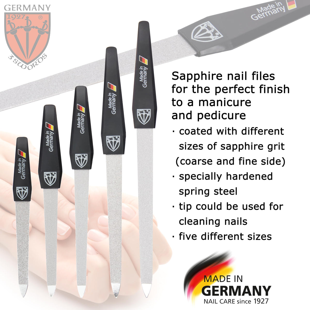 3 Swords Germany close-up of sapphire-coated texture, precise and long-lasting abrasive