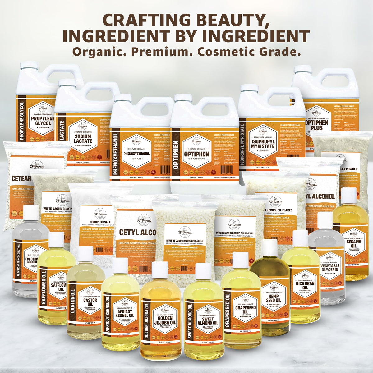 33RD PARALLEL BTMS-50 on bathroom shelf among cosmetics showing brand compatibility benefit