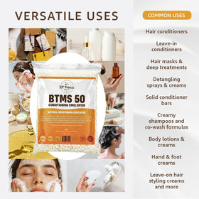 33RD PARALLEL BTMS-50 wax flakes close-up demonstrating creamy texture benefit