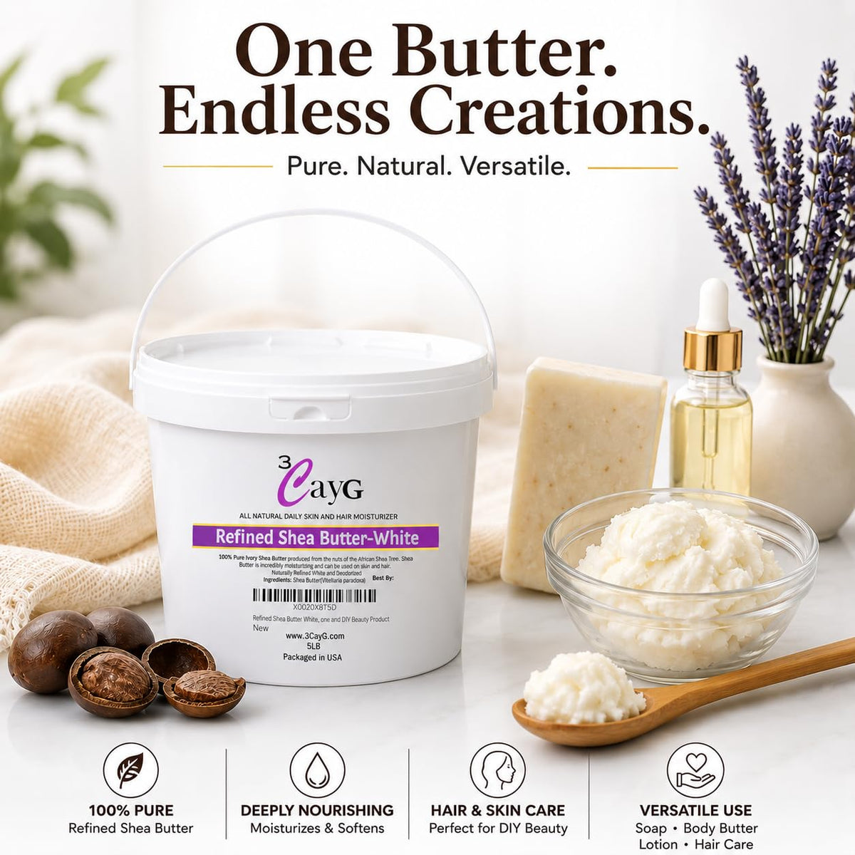 3CAYG refined shea butter texture close-up highlighting smooth consistency benefit