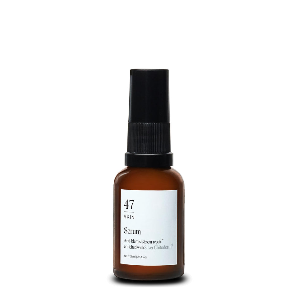 47 Skin front bottle showing clean design and compact 15ml size for travel
