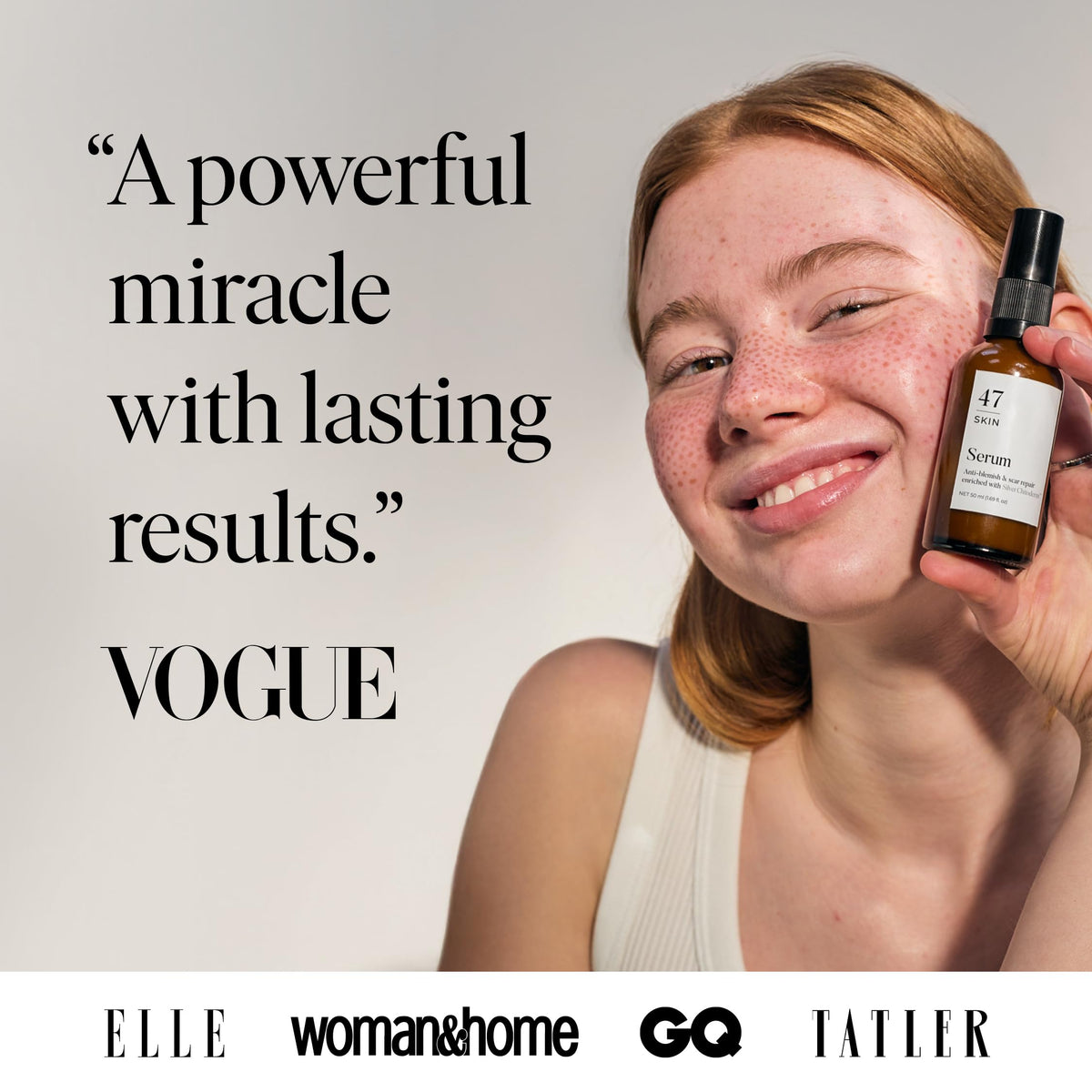 47 Skin applying serum on hand to show fast-absorbing, moisturising finish