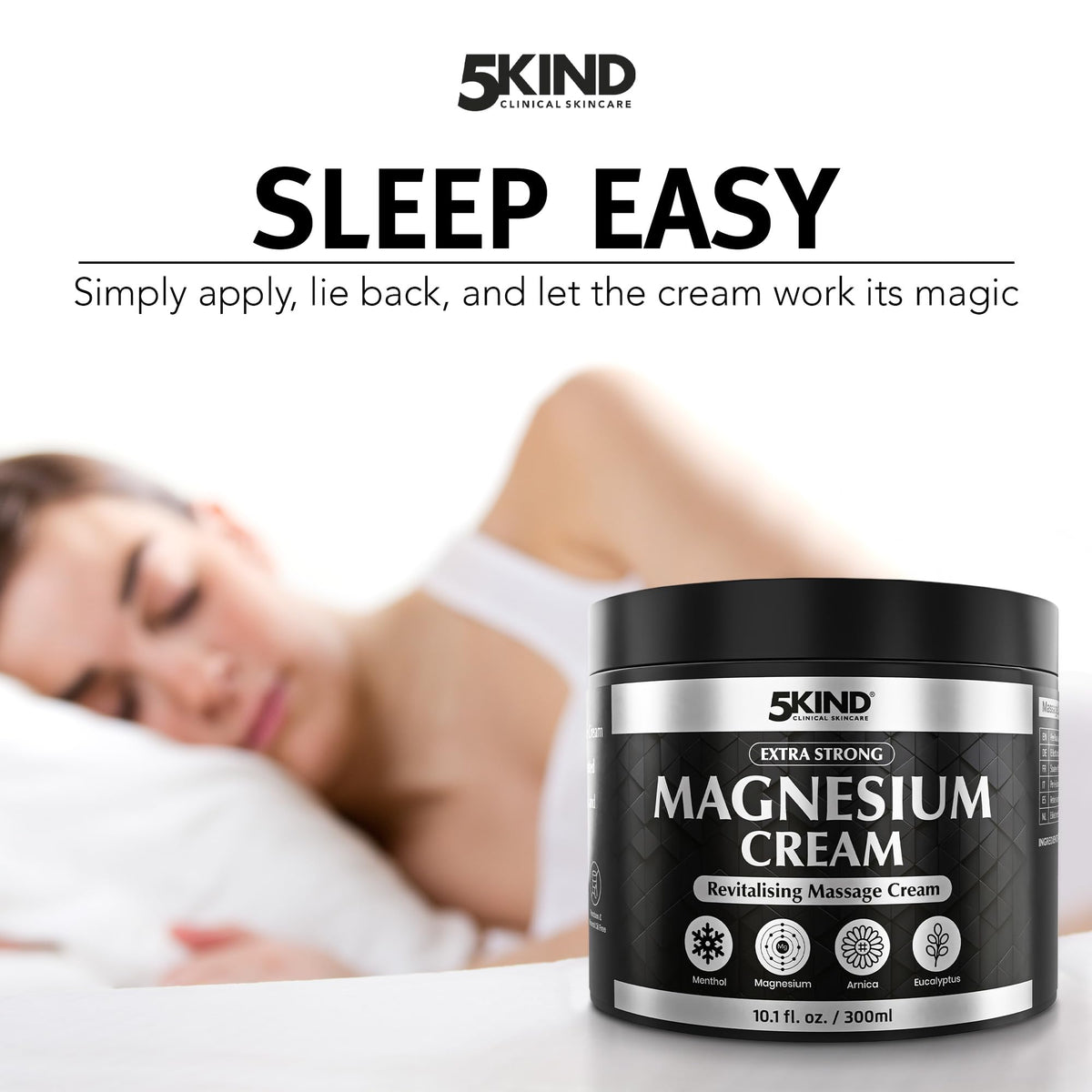 5Kind cream with eucalyptus leaves emphasizing cooling botanical benefit