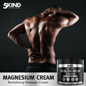 5Kind magnesium cream open cap with creamy texture demonstrating smooth application