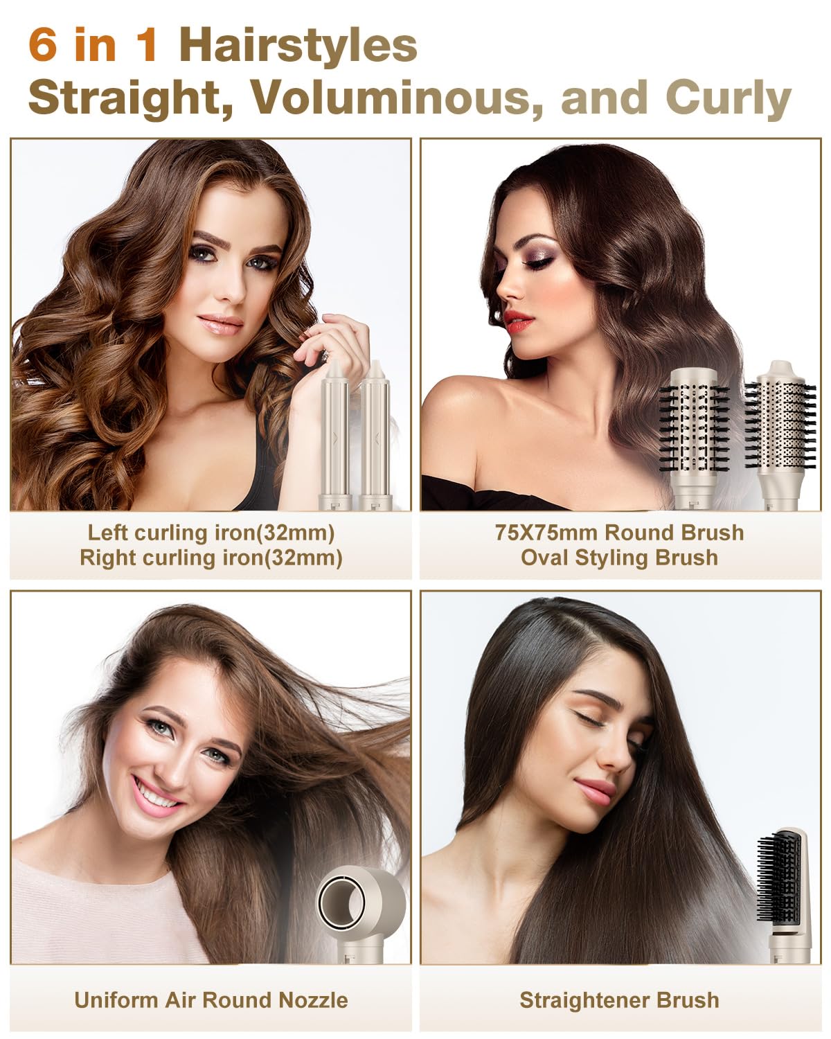 7MAGIC six interchangeable attachments neatly arranged for versatile styling benefit
