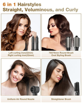 7MAGIC six interchangeable attachments laid out for versatile styling at home