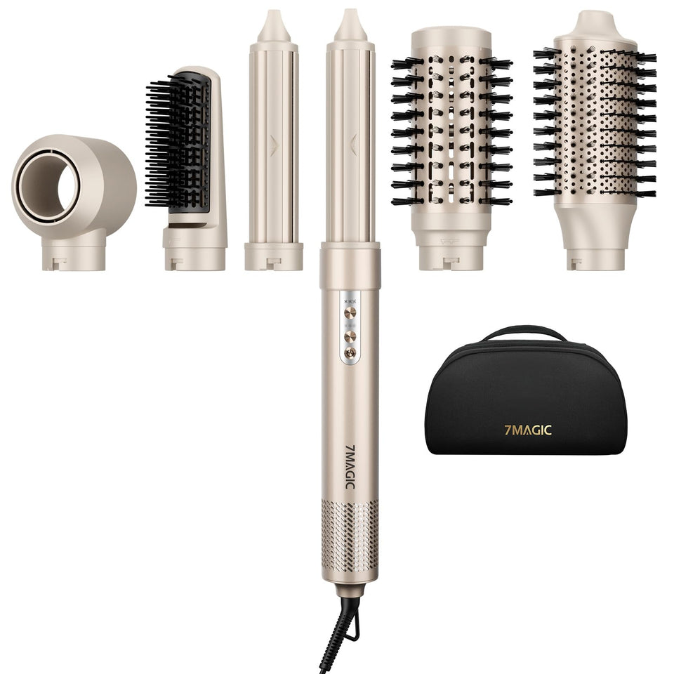 7MAGIC front view of gold styler showing sleek design and fast drying benefit