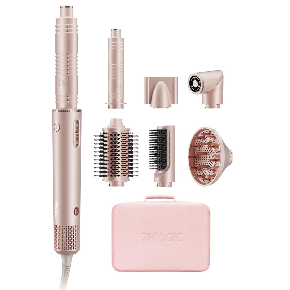 7MAGIC front view of pink styler showing sleek design and fast drying benefit