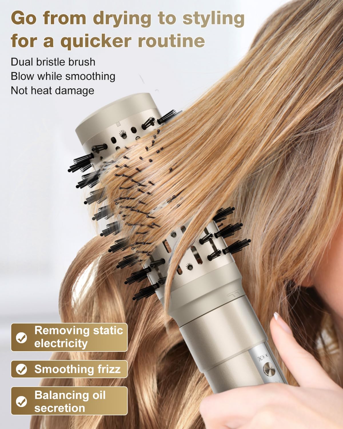 7MAGIC in-use blow-dry lifestyle image shows quick drying for busy mornings benefit