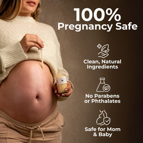 8 SHEEP ORGANICS label close-up highlighting clean, pregnancy-safe ingredient benefits