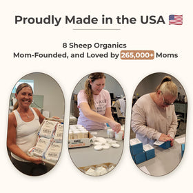 8 SHEEP ORGANICS lifestyle in nursery showing calming routine and postpartum skin care