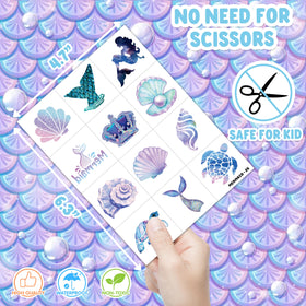 91STICKYHAND mermaid-themed birthday table with favors displayed for guests