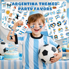 91TATTOOS close-up of a full sheet showing colorful Argentina soccer and mascot designs