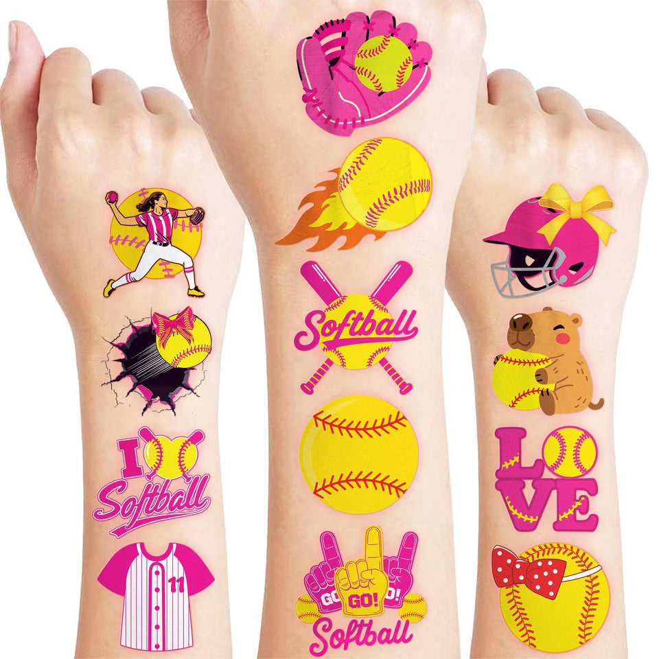 91TATTOOS front packaging showing softball tattoo pack and quick benefit