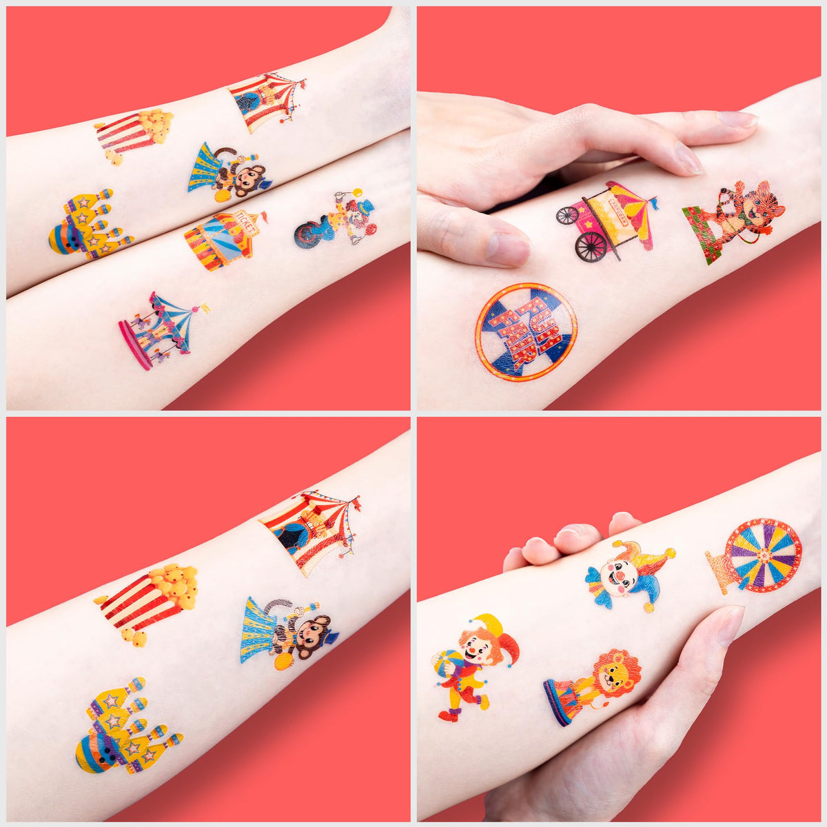 91TATTOOS kids at a birthday party wearing tattoos showing playful decoration