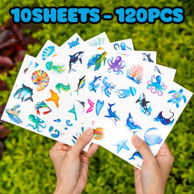 91TATTOOS flatlay of all eight sheets illustrating variety and quantity