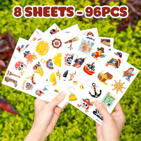 91TATTOOS packaging and unfolded sheets arranged to show total 8-sheet set benefit
