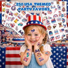91TATTOOS close-up sheet with colorful flag and eagle designs for clear visual detail