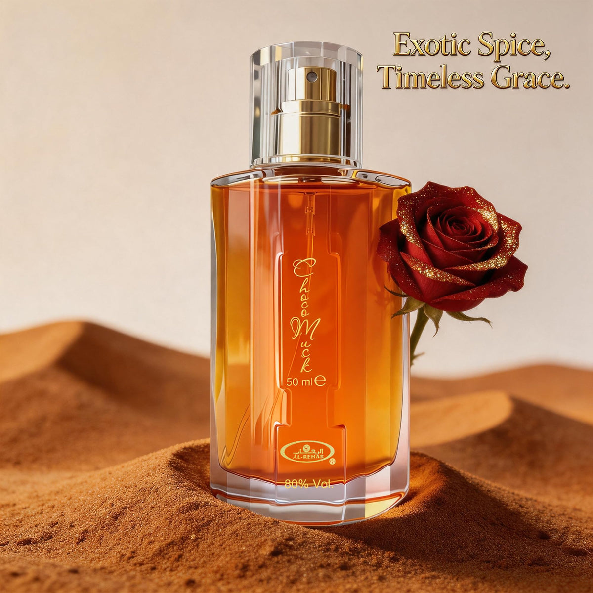 A CENTER arranged chocolate and vanilla to show gourmand top notes and warmth