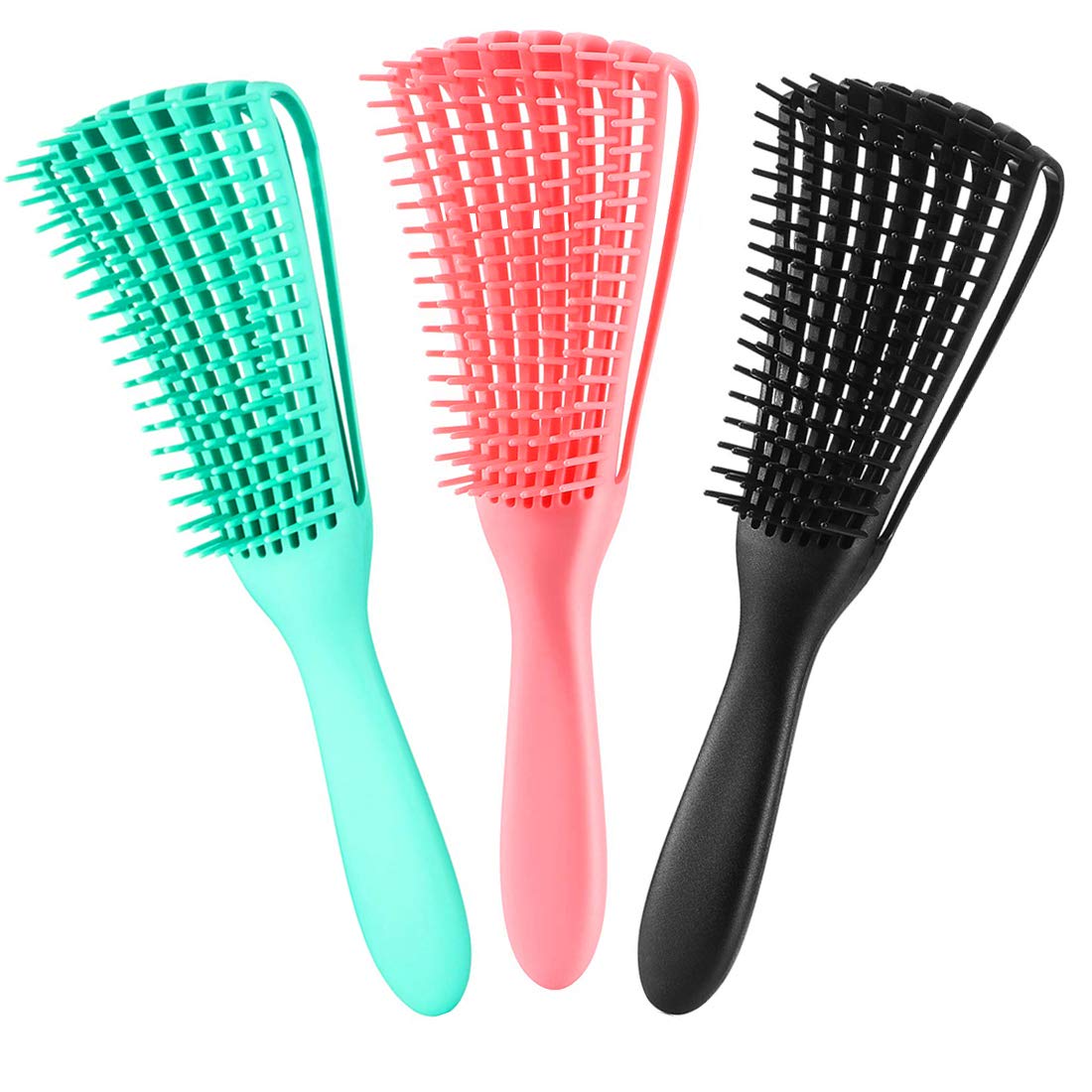 A.DASHER front view of three-pack brushes showing packaging and variety for convenience