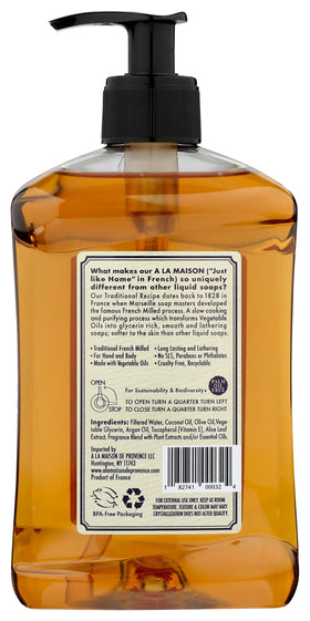 A LA MAISON close-up label highlighting French heritage and ingredient clarity