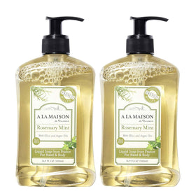 A LA MAISON front packaging showing rosemary mint two-pack and sustainable labeling