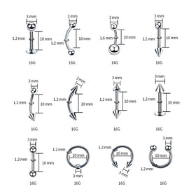 A-minusone jewelry spread displaying varied 14G and 16G pieces for convenience