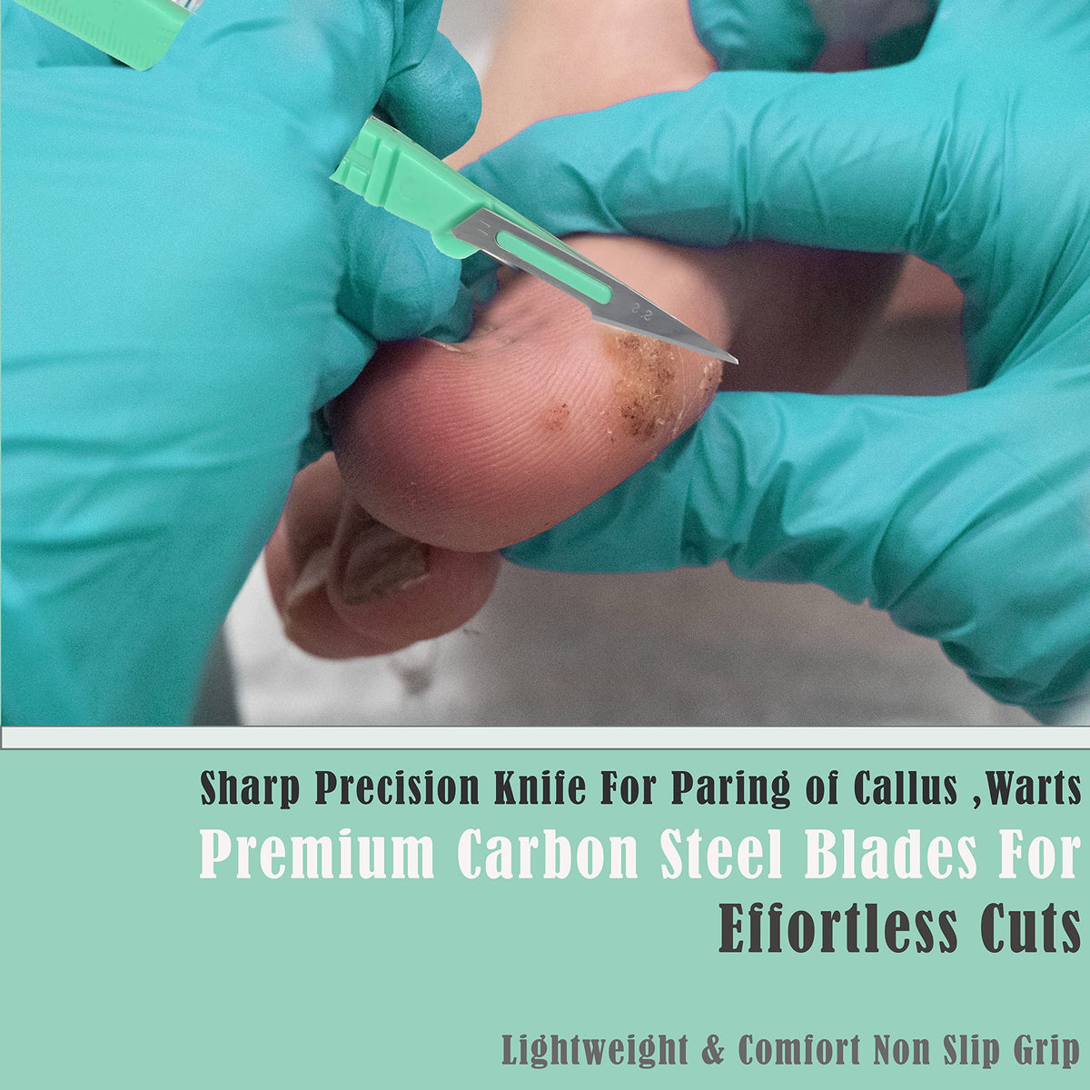 A2Z SCILAB protective blade cap on scalpel demonstrating safer storage between uses