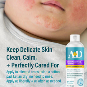 A+D being applied with cotton pad for controlled gentle cleansing benefit