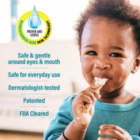 A+D used on baby face demonstrating soothing cleanup benefit