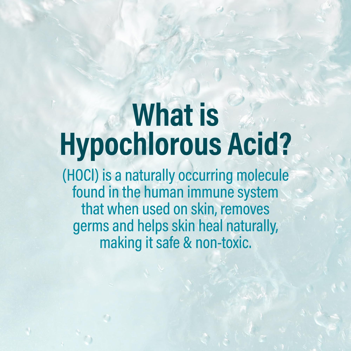 A+D close-up label highlighting hypochlorous acid ingredient benefits