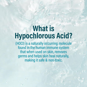 A+D close-up label highlighting hypochlorous acid ingredient benefits