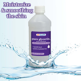 A+Health glycerin pouring close-up highlighting smooth texture and easy dosing